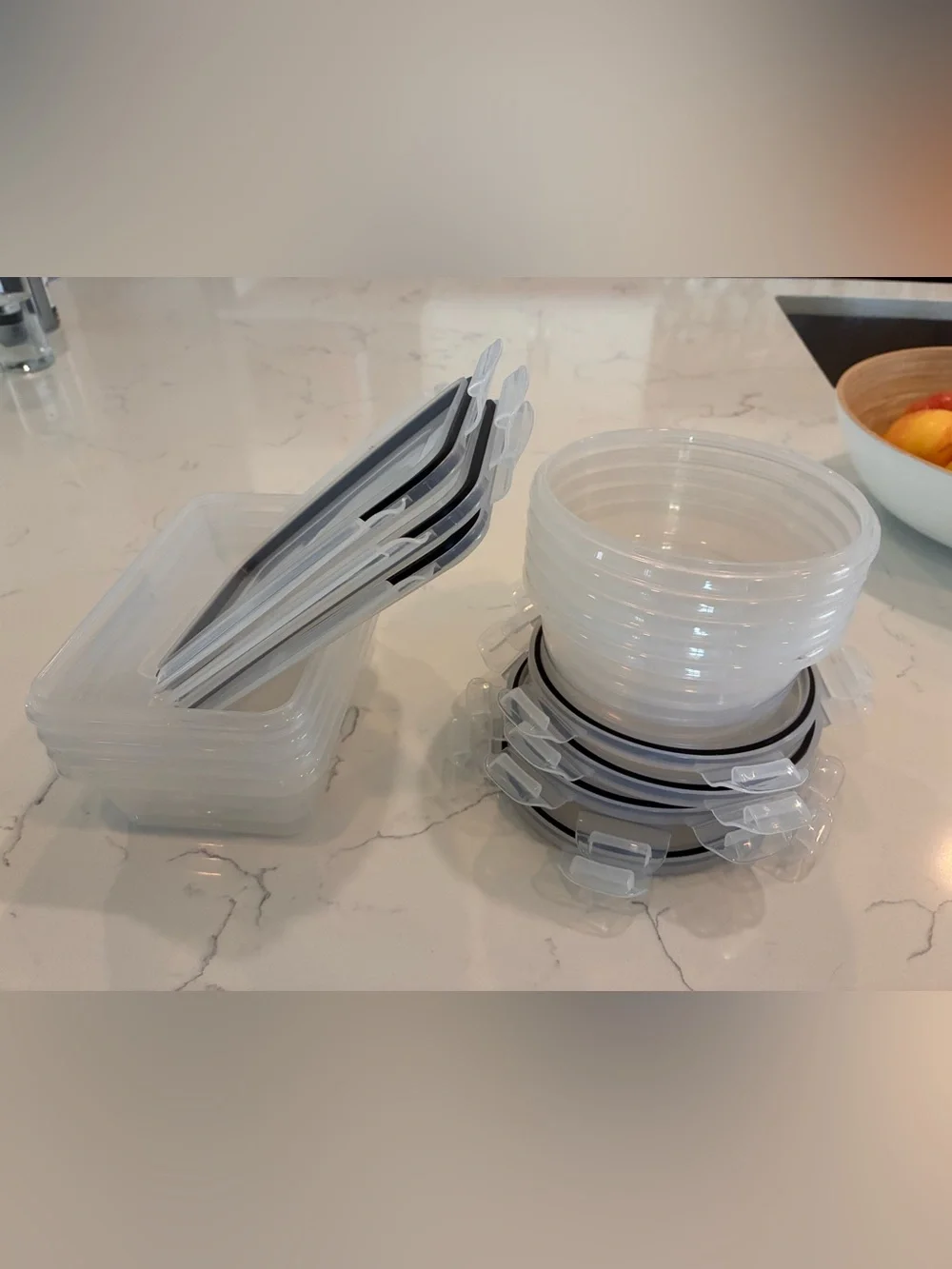 Clear Plastic Food Storage Containers with Black Seal - Set